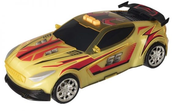 Teamsterz - מכונית מירוץ צהובה נוסעת עם אורות וקולות