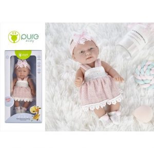 Pure - בובת תינוקת בינונית עם שמלה בצבע ורוד