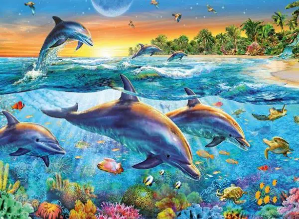 פאזל 500 חלקים - ריף דולפינים