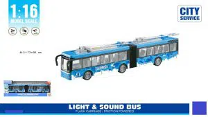אוטובוס כפול כחול עם אורות וצלילים