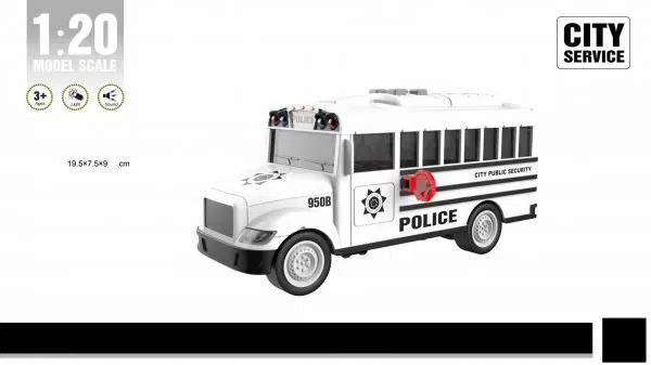 אוטובוס משטרה עם אורות וצלילים