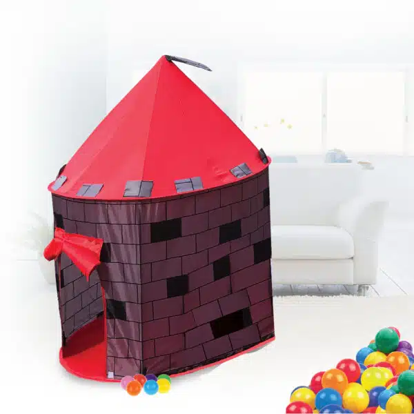 iam - אוהל טירה בצבע אדום עם 100 כדורים צבעוניים