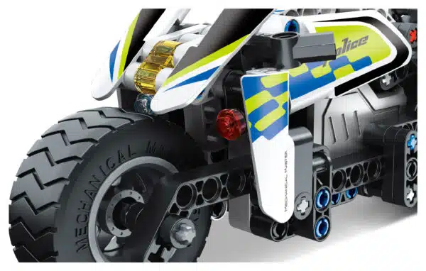 אופנוע משטרה הרכבה 193 חלקים כולל קפיץ משיכה המאפשר נסיעה קדימה